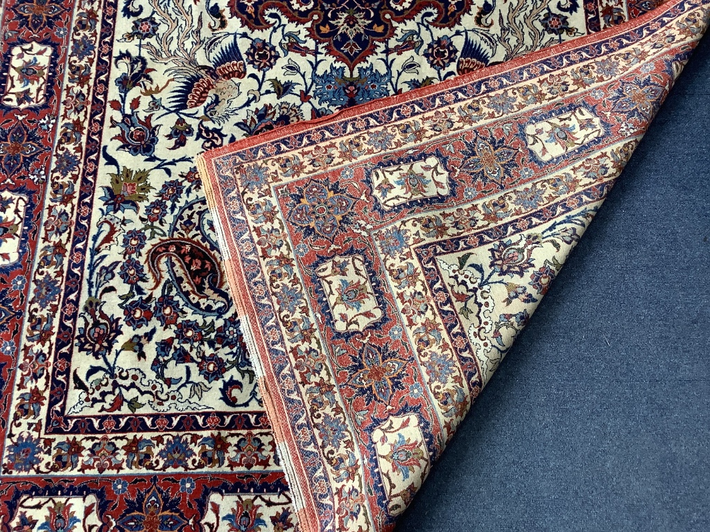 An Isfahan part silk rug